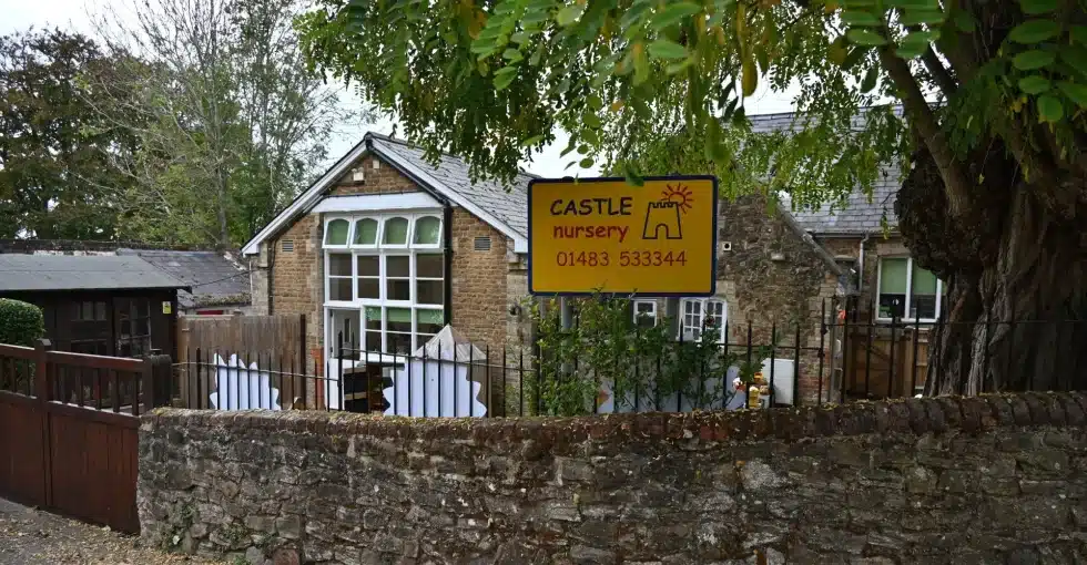 Castle nursery sign and building